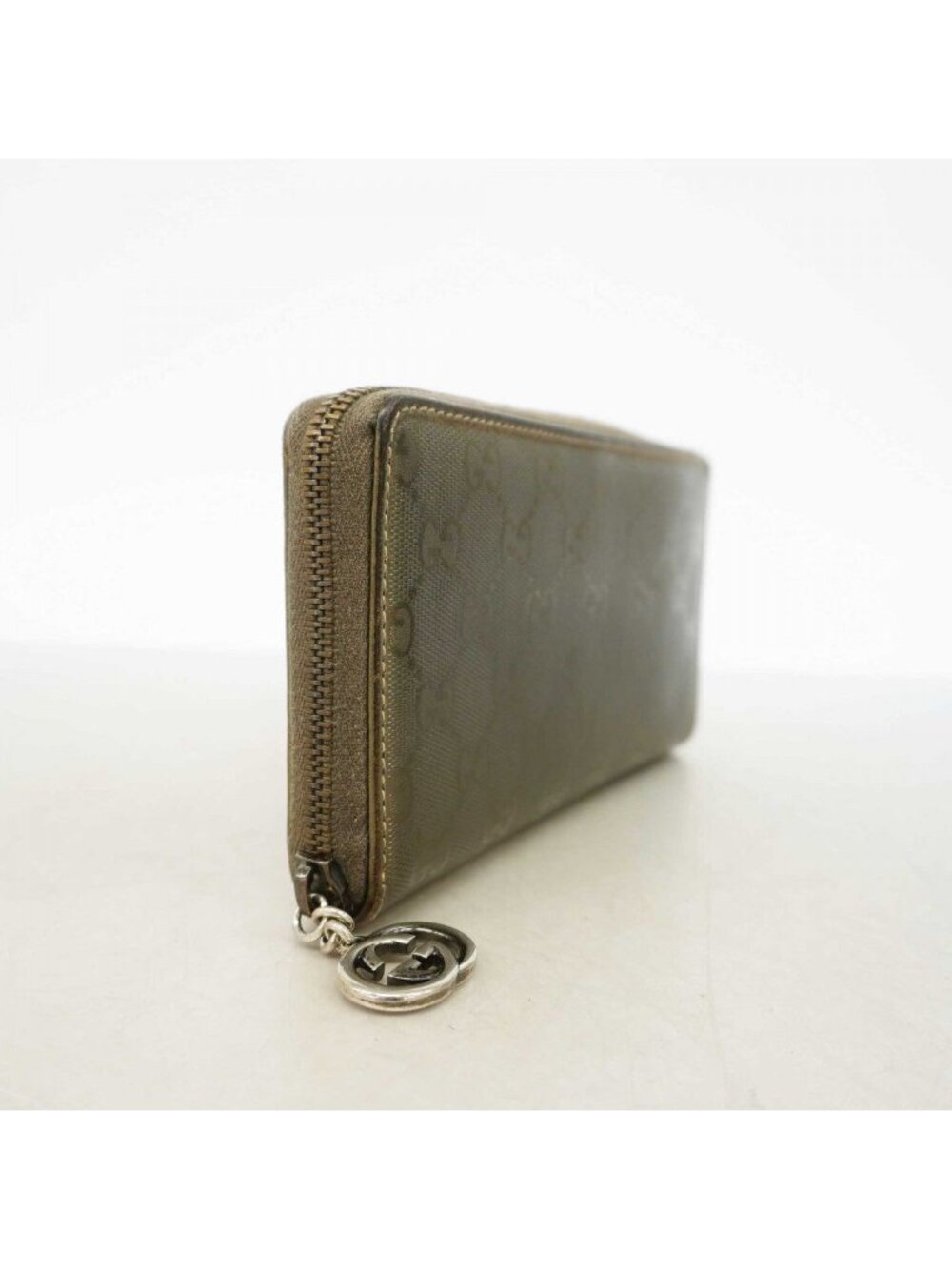 Gucci Wallet GG Supreme Khaki Green Silver - Picture 2 of 8